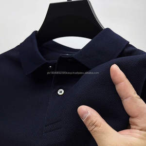 Camiseta de Verano para Hombre, Color Sólido, Transpirable, de Algodón/Poliéster, de Secado Rápido, Tejida, de Manga Corta, con Cuello Camisero, Nueva Exportación - Product Image 3