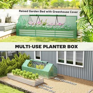 Fioriera rialzata zincata 8.6x3x1ft con mini serra per erbe aromatiche e verdure - Product Image 4