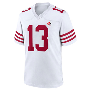 Camiseta de Fútbol Americano Blanca con el Número 13 y Rayas Rojas, Cuello en V, Manga Corta, Ropa Deportiva Transpirable de Poliéster para Hombre - Product Image 1