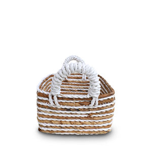 Cesta de Almacenamiento Rectangular Moderna de Seagrass Ecológica con Asa en Color Natural y Blanco - Product Image 3