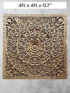 Panneaux muraux carrés en teck gravé de 4 pieds, 100% faits à la main, haute résistance, écologiques, classiques TH - Product Image 3