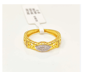 Bague de luxe en or massif 22 carats pour femme, motif marquise, filigrane ajouré, or jaune, bijou de mariage raffiné, cadeau - Product Image 2