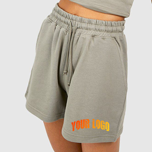 Shorts décontractés pour femmes OEM/ODM, 100% coton molletonné, respirant, séchage rapide, taille élastique boutonnée, shorts d'entraînement et de gym - Product Image 1