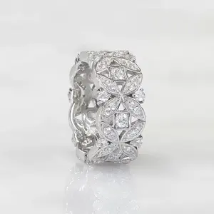 Anillo de Boda de Plata de Ley 925 con Diseño de Hoja y Flor Inspirado en la Naturaleza, con Diamantes CZ de Corte Brillante Redondo Vintage, Regalo para Mujer - Product Image 1