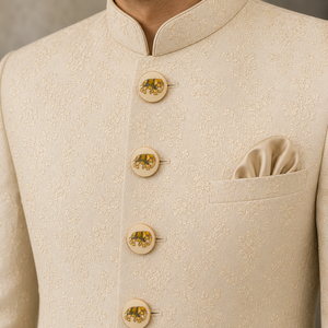 Botones de Lujo Personalizados de Latón con Esmalte Crema y Motivo de Elefante Real para Trajes, Blazers y Abrigos de Hombre - Product Image 2