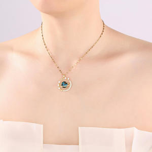 จี้คอสเมคคัลส์เคลือบทอง 18K ประดับเพชรรูปดาวสีน้ำเงินจาก AMBER JEWELS ได้รับการรับรองจาก IGI เหมาะสำหรับทั้งชายและหญิง สร้อยคอแฟชั่นสำหรับงานแต่งงาน - Product Image 2
