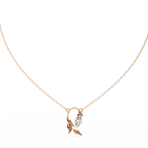 Collier Pendentif Diamant Floral de Laboratoire Marquise, Feuille Élégante, Or Rose 14K 18K, Sertissage Clos, Certifié Créé en Laboratoire - Product Image 5