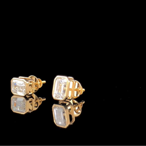 ต่างหูเพชรทรงเหลี่ยมมรกต เพชรเพาะเลี้ยงในห้องปฏิบัติการ ทองคำแท้ 14K รับรองคุณภาพ - Product Image 2