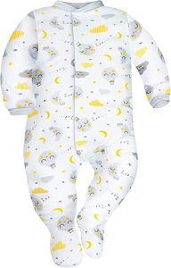 Pijama de Invierno para Bebé con Patrón de Estrellas y Luna, 100% Algodón, Tejido de Punto, Mangas Largas, Pies Cubiertos, Botones Resistentes, ODM - Product Image 3