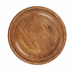 Plato de Servir Redondo de Madera Retro Hecho a Mano, Plato de Vajilla Marrón Sólido, Plato para Servir en la Mesa - Product Image 5