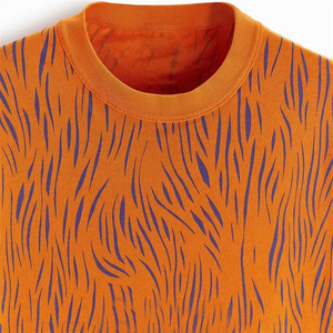 <b>Men's</b> Orange <b>Animal</b> Print Short Sleeve T-Shirt Regular Fit Cotton Jersey O-Neck Casual Style Custom Allover Print T-Shirt - Product Image 6