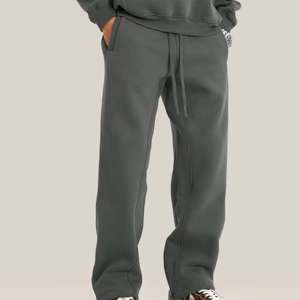 Heavyweight Acid Wash Flare Sweatpants Elastic Waist Distressed Bottom Flared Screen Print Design Long <b>Drawstring</b> Men <b>Trousers</b> - Product Image 2