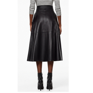 Jupe en cuir pour femme, taille normale, longueur genou, avec ceinture, respirante, séchage rapide, élégante, couleur unie, style toutes saisons - Product Image 3