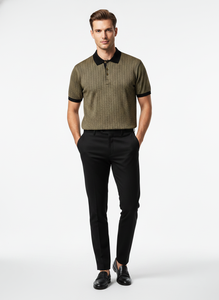 Polo en tricot à imprimé géométrique pour homme, manches courtes, décontracté, en coton, prix de gros, t-shirts polo pour homme - Product Image 5