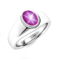 Bague étoile à six branches en rubis naturel, en argent sterling 925, bague pour homme, bijoux en argent faits à la main, bague de mariage, bague ovale, cadeau