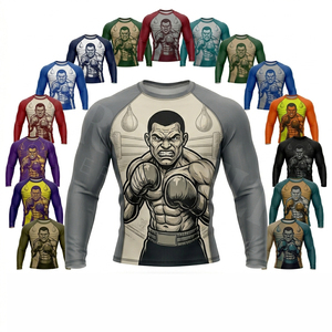 เสื้อรัดกล้ามเนื้อแขนยาวคุณภาพสูง 100% สวมใส่สบาย สำหรับฝึกซ้อม MMA BJJ เสื้อคอมเพรสชั่นสำหรับนักกีฬา เสื้อแรชการ์ด - Product Image 1