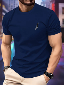 New Quality Men T Shirt Round Neck Running T shirt Men Summer Thin <b>Top</b> <b>Feather</b> print Quick Dry Short Sleeve Breathable - Product Image 4