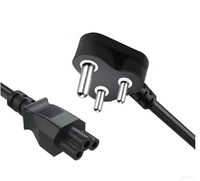 Câble d'alimentation SYONG de haute qualité 1,5 m 1,8 m 2 m CCA 0,5 mm Inde 3 fiches vers C5 pour ordinateur, téléviseur, imprimantes, noir
