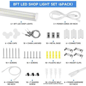 Lampada LED Integrata a Forma di U da 8 Piedi, 125W, Luce Bianca Chiara 6500K, 20000LM, Plafoniera a Sospensione Collegabile 6500K - Product Image 3
