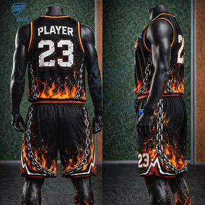 Conjunto de Uniforme de Baloncesto Sublimado con Estampado Personalizado para Hombre, Sin Mangas, Deportivo, Transpirable, de Secado Rápido, para Entrenamiento y Juego, Tallas Grandes, OEM - Product Image 3