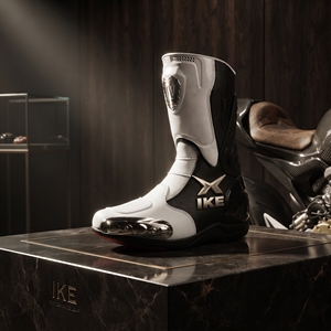 Bottes de moto de course à manches longues en cuir blanc et noir HIKE IMPEX Hi-J-001, respirantes, imperméables, protectrices, unisexes, personnalisables - Product Image 4