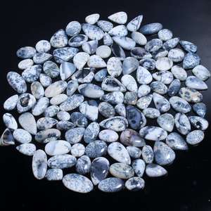 Vente en gros de pierres d'opale dendrite blanches naturelles, formes variées, cabochons à dos plat, pierres précieuses en vrac de tailles variées - Product Image 2