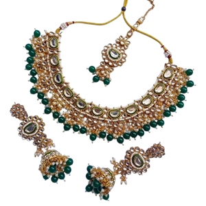 Ensemble collier et boucles d'oreilles plaqué or, très tendance, pour femmes, pour mariage et soirées, nouveau style, perles, bijoux fantaisie pour femmes - Product Image 1