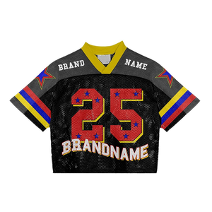 Custom Y2K Low MOQ Heat-Transfer Printing Breathable Plus Size Men's Oversize Cropped Boxy Hip Hop Football Mesh Jersey - Product Image 3
