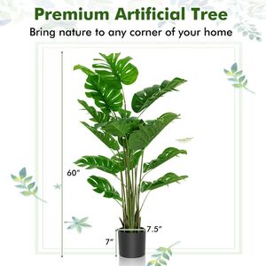 Juego de 2 Árboles Artificiales de Monstera de 1.5 Metros con Maceta para Oficina o Terraza - Product Image 5