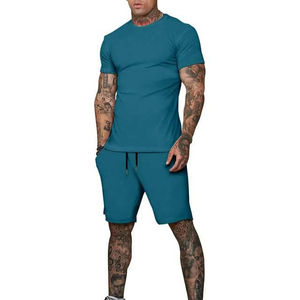 Ensemble deux pièces streetwear tricoté imprimé de haute qualité : T-shirt et short décontracté respirant à manches courtes pour l'été, 100 % coton - Product Image 6