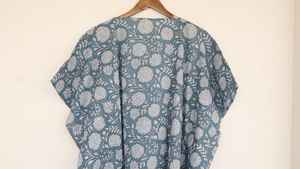 Boho Hand Block Printed Cotton <b>Kaftan</b> Breathable Summer Loungewear <b>Dress</b> - Product Image 2