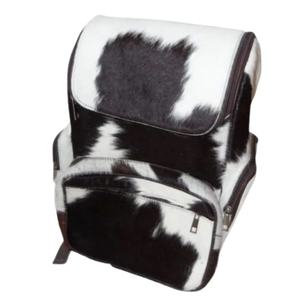 Mochila de Cuero Vacuno Estampado en Relieve de 80g, Patrón Blanco y Negro, Material de Pelo Animal, Accesorio de Moda - Product Image 2