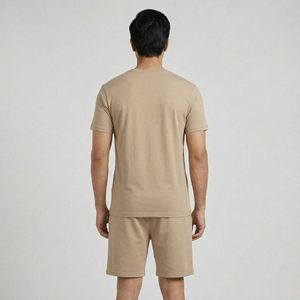 Wholesale Printed Plus Size 100% Cotton Fabric Summer Two Piece Men's <b>Sets</b> Short Sleeve Round Neck T-shirt Shorts Men's <b>Twin</b> <b>Set</b> - Product Image 3