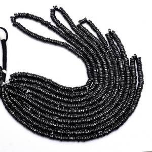 Cuentas de espinela negra natural lisa en forma de neumático Heishi de 6 mm, cuentas sueltas para la fabricación de joyas, hebra de 16 pulgadas, calidad premium. - Product Image 3