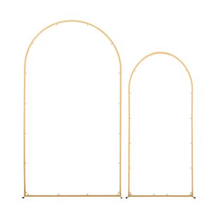 Juego de 2 Soportes de Arco Metálicos Dorados de 7.2 pies y 6 pies, Estructura Estable, Fácil Montaje para Bodas, Cumpleaños y Celebraciones - Product Image 1