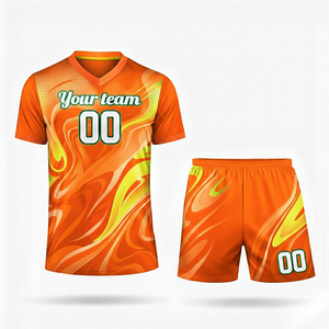 Ensemble maillot et short de volley-ball personnalisé pour hommes adultes, imprimé par transfert thermique, nom du joueur sur le devant, séchage rapide, 100 % polyester - Product Image 3