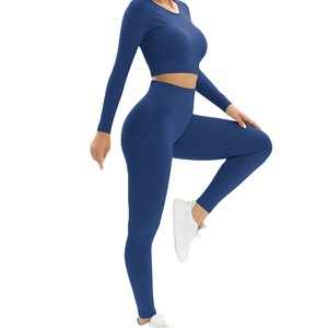 yoga <b>exercise</b> clothing set Women's Trendy Sportswear Solid Front Logo Seamless for Women's Sets Gym Workouts - Product Image 4
