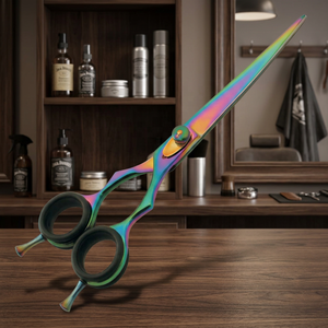 Ciseaux de barbier professionnels pour gauchers en acier inoxydable à bord convexe ou biseauté pour coiffeurs de salon - Product Image 3