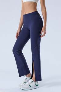 Custom Wholesale Premium Womens Solid Seamless High Waist <b>Flared</b> Leg Yoga <b>Leggings</b> Breathable Quick Dry Free Sample Fitness - Product Image 5