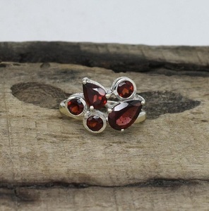 Handmade Garnet <b>Two</b> <b>Stone</b> <b>Ring</b> 925 Sterling Silver Elegant Women's Jewelry Gift - Product Image 2