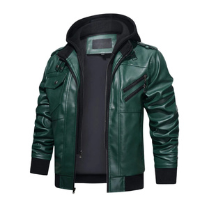 Veste en cuir premium pour homme avec col à capuche, vêtement de mode pour l'hiver, logo et taille personnalisés, prix abordable - Product Image 2