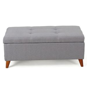 Ainsley Tufted Button <b>Storage</b> Ottoman Bench <b>with</b> Hinged Lid for Home Decor in Living Room or Bedroom Stylish <b>Stools</b> & Ottomans - Product Image 2