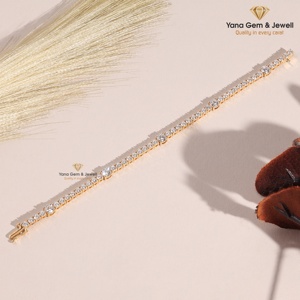 สร้อยข้อมือเทนนิสทรงกลมแบบคลาสสิกสำหรับวันพิเศษ ทองคำแท้ 14k น้ำหนัก 5 กะรัต ประดับเพชร CVD Lab Grown สี D-E-F ความใส VVS-VS - Product Image 5