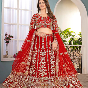 Indian Ethnic Wear Butterfly <b>Net</b> Material Heavy Embroidery Recycled Materials Lehenga Choli <b>Dupatta</b> Set for Women Traditional - Product Image 1