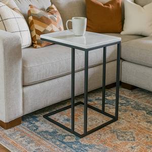 Mesa de Centro Vandana Zenova Hexa de Mármol y Metal para Sala de Estar Moderna y Decoración Contemporánea - Product Image 1