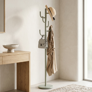 Modern Metal Coat Rack with 6 Hooks Freestanding Minimalist Design for Entryway Home Furniture - Product Image 1