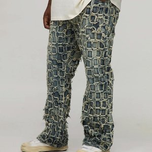 Jeans personalizados con efecto desgastado, jeans vintage, jeans rectos, jeans urbanos, marca privada, pedidos al por mayor, mercado estadounidense - Product Image 1