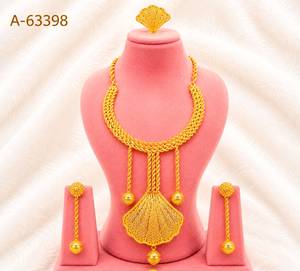 Classic <b>Silver</b> Plated Shell Design Women's Bridal Diamond <b>Necklace</b> <b>and</b> <b>Earring</b> <b>Set</b> A-63397 - Product Image 2