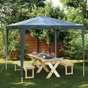 Carpa Plegable para Fiestas de 8.2x8.2 pies, de Polietileno Verde y Acero, para Bodas y Celebraciones - Product Image 1