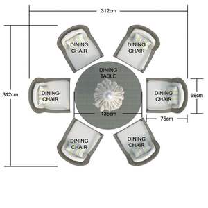 Juego de Comedor de Mimbre Marrón de 7 Piezas con Mesa de Ratán y Sillón para Jardín - Product Image 4